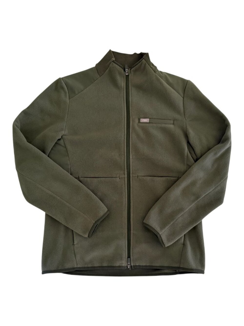 FIGS Full Zip Fleece Jacket Green Olive Men's Size Medium Stand Collar